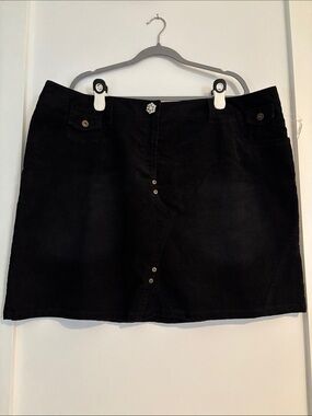 MXM Black Corduroy Mini Skirt with Button Accents
